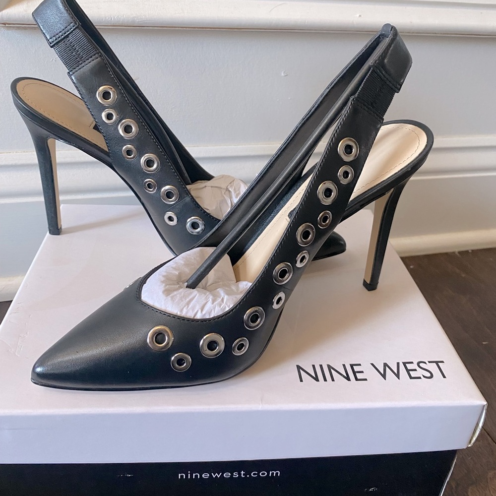 Nine West satin sling back pumps (NEW)